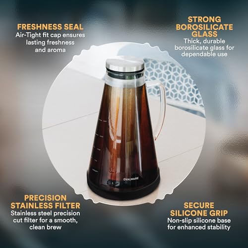 Airtight Cold Brew Coffee Maker with Tea Infuser & Spout 1.5L (51 Ounces)