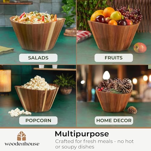 Wooden Salad Bowl Set of 3 (Wavy / 3 Piece)
