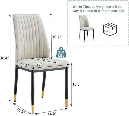 Modern Dining Chairs Set of 6 Gray Kitchen Chairs Set PU Leather Chair with Metal Legs Armless Upholstered Chair for Dinner Room, Office, Waiting Room(Set of 6, Gray)