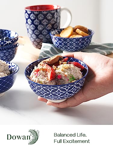 Small Dessert Bowls Set of 6 (Vintage Blue / 10 OZ)