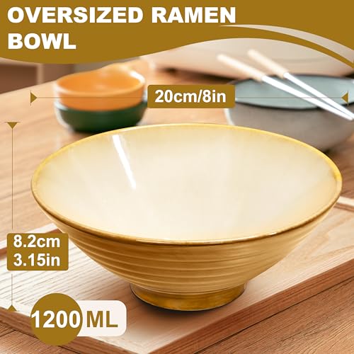 8 Inch 2 Sets Ceramic Ramen Bowl (E:Yellow / 8 INCH 2 Set)