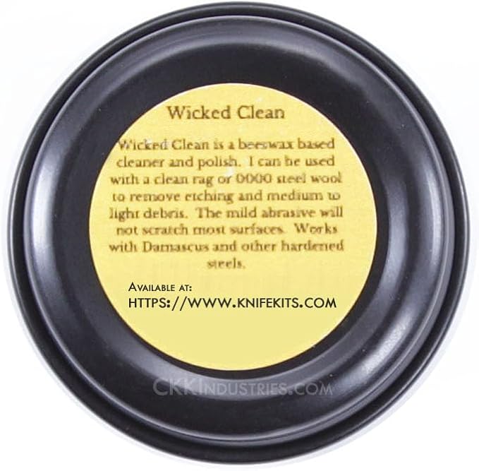 Wicked Clean - (0.50 oz.) - Cutting Edge Knife Cleaner - for Stainless Steel, Carbon Steel, and Damascus Steel - 100% Organic & Food Safe - (USA Made) – Cleans & Protects