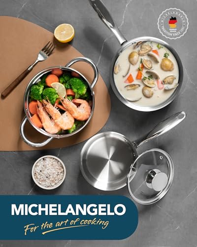 Stainless Steel Saucepans with Steamer 5Pcs