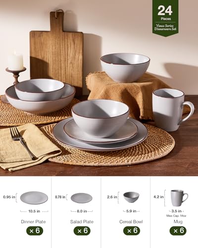 Venus Dinnerware Sets with Mugs (Light Gray / Serves 6 (24pc w/ Mug))