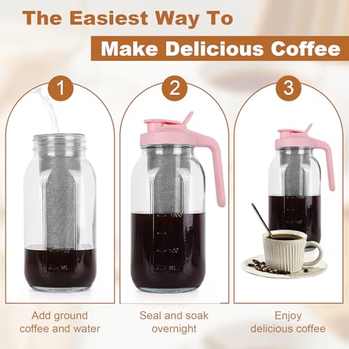 Cold Brew Coffee Maker (Pink / 64 Ounces)