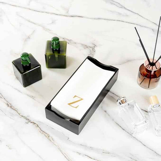 Luxenap 15.8 X 7.9 Inch Linen-Feel Guest Towels, 50 Lettered Hand Towels - Gold Letter 'Z', Sans Serif Font, White Paper Dinner Napkins, airlaid, For Restrooms And Tables - Restaurantware
