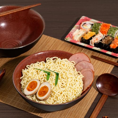 8 Inch Ceramic Ramen Bowl Set of 2 (Carnelian)