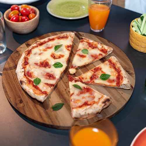 10 Pack 14" Acacia Wooden Round Cutting Boards Bulk 0.6 Inch Thick Round Charcuterie Board Smooth Surface Multipurpose Chopping Serving Tray for Pizza Fruit Vegetables Bread (10 Count)
