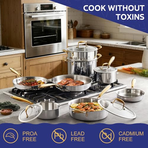 Triple Ply Stainless Steel Pots and Pans Set