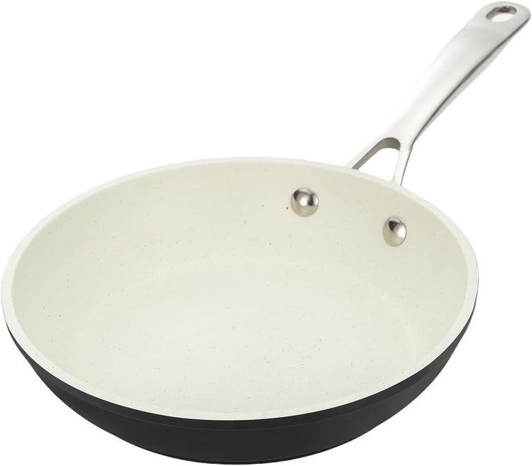 UCC LIFE Nonstick Frying Pan Skillet, Granite Coating Pan, Healthy Stone Cookware Chef's Pan, PFOA Free Compatible with All kitchen Stovetops (8 Inch White)