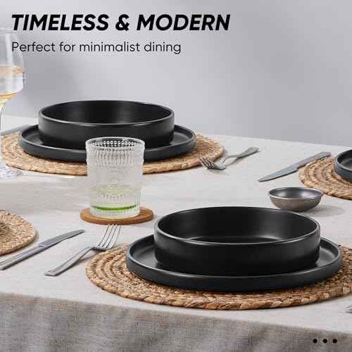 Black Dinnerware Sets with Pasta Bowls