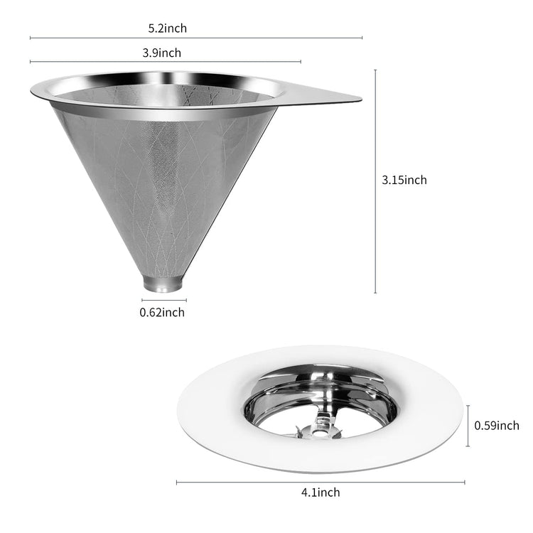 Pour Over Coffee Dripper Reusable Coffee Filter Paperless Coffee Filter Stainless Steel Pour Over Coffee Maker Cone Coffee Dripper for 1