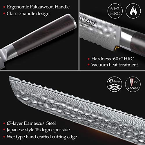 67 Layers Damascus Bread Slicing Knife