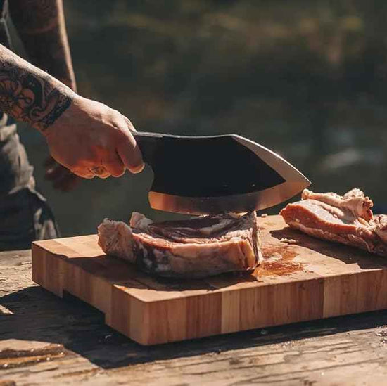COOLINA Lixy Cleaver Chef Knife, 8.7-in Hand-forged High Manganese Clad Steel, Full Tang Butcher Knife, Razor Sharp Kitchen Knife for Camping, Outdoor Cooking, Slicing, Cutting Meat