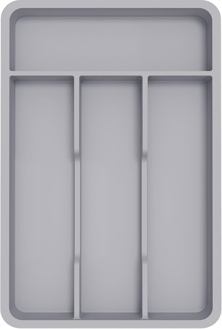 Lifewit Silverware Tray, Cutlery Drawer Organizer Storage for Kitchen, Plastic Flatware Utensil Holder Divider for Spoons Forks Knives Tableware, 4 Compartment, Gray