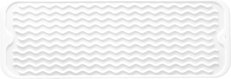 Silicone Dish Drying Mat for Multiple Usage,Easy clean,Eco-friendly,Heat-resistant Silicone Mat for Kitchen Counter,Sink,Bar,Bottle,or Cup White M 17 inches x 6 inches