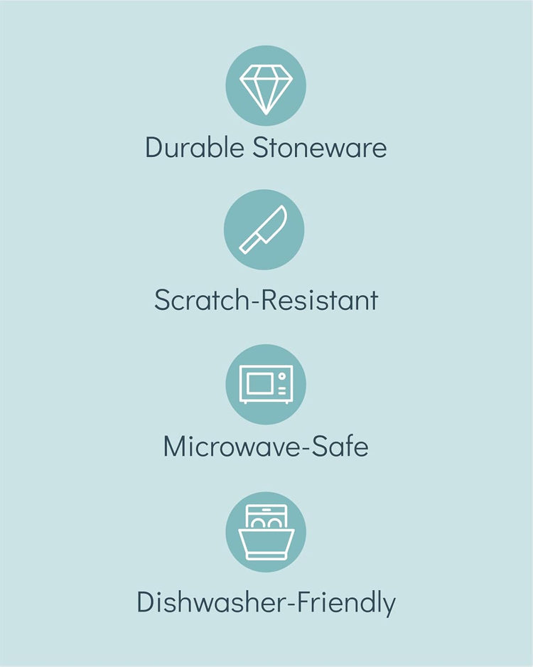 12 Piece Dinnerware Sets for 4 - Modern Style Stoneware Dinnerware Set - Scratch Resistant, Dishwasher, Microwave Safe Plates and Bowls Sets Ceramic, Bowl and Plate Set - Beige and Light Blue…