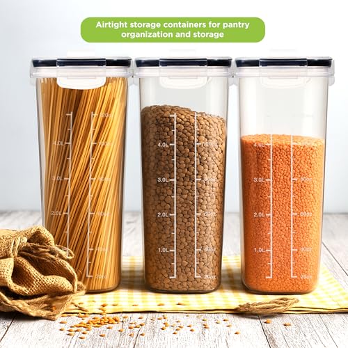 Cereal Containers Storage Set with Lids (Clear / 4 Liter (Pack of 4))