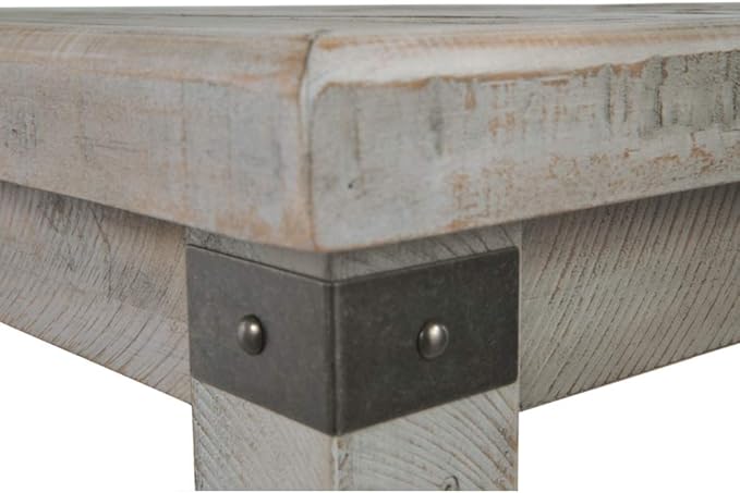 Signature Design by Ashley Carynhurst Farmhouse Rectangular End Table with Lower Shelf, 2 Electrical Outlets and 2 USB Ports, Wood, 24" High, Light Gray