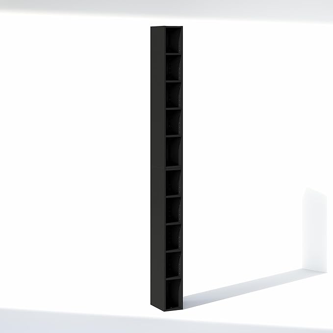 Furinno Fulda 10-Tier Closet Organizers and Storage, Open Shelf, Storage Organizer, 6-Inch Width, for Closet, Bedroom, Blackwood