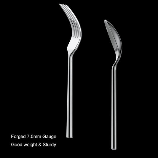 Alata Potter 65-Piece Forged Silverware Set, Service for 12 – Premium Stainless Steel Flatware Set, Modern Design with Satin Finish, Ideal for Home, Kitchen, Party, Camping