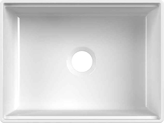 Ruvati 24 inch Fireclay Workstation White Farmhouse Kitchen Sink Apron Front Single Bowl - RVL2484WH