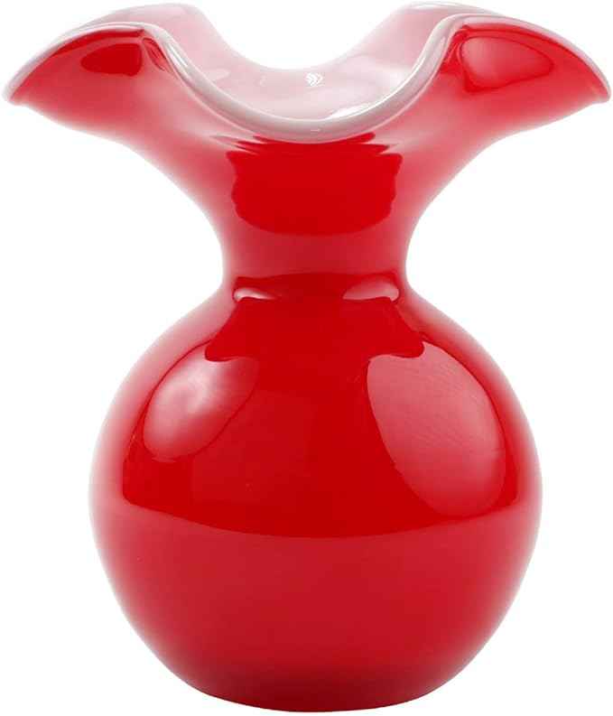 Hibiscus Glass Red Small Fluted Vase
