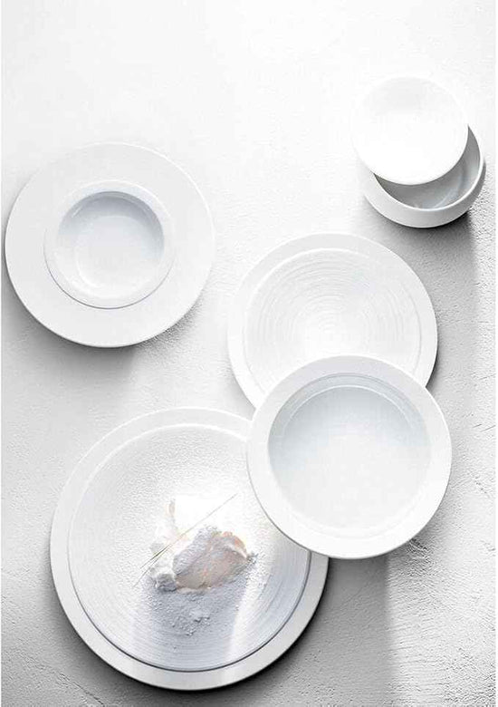 DEGRENNE Bahia French Salad Plate Set - Luxury Stoneware Dish Set for 4, Modern Ceramic Dishware for Kitchen, Made in France, Microwave Safe, Dishwasher Safe, 9” - Bluestone