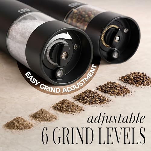 Electric Salt and Pepper Grinder Set Rechargeable (Black)
