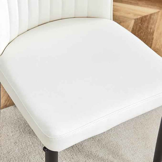 Modern Dining Chairs Set - 8 White PU Leather Armless Chairs with Metal Legs for Dinner Room, Office, Waiting Room