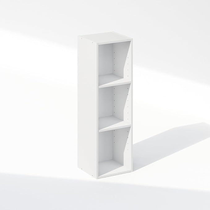 Furinno Reed 3-Tier Closet Organizers and Storage, Closet Organizer, Open Shelf Closet Storage, for Wardrobe, Bedroom, Living Room, 10-Inch Width, White