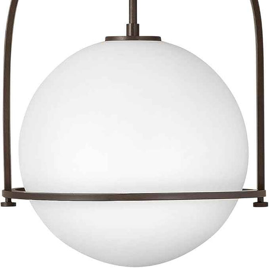 Hinkley Somerset 3405KZ Large Hanging Pendant Light, Etched Opal Glass Globe, for Even or Sloped Ceilings, Customize Installation Height, Buckeye Bronze