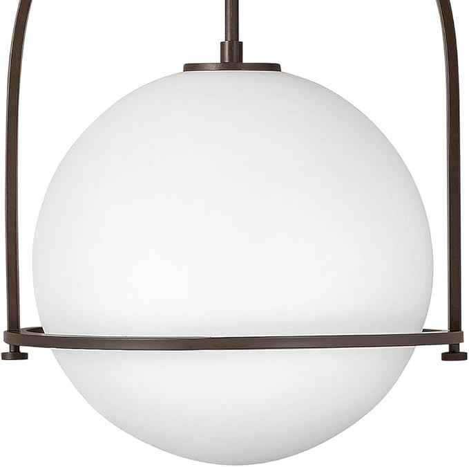 Hinkley Somerset 3405KZ Large Hanging Pendant Light, Etched Opal Glass Globe, for Even or Sloped Ceilings, Customize Installation Height, Buckeye Bronze