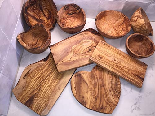 22" ORCHARD HARDWOODS Rustic Handmade Bark Edge Olive Wood Charcuterie Board