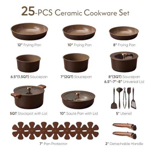 25pcs Ceramic Cookware Set