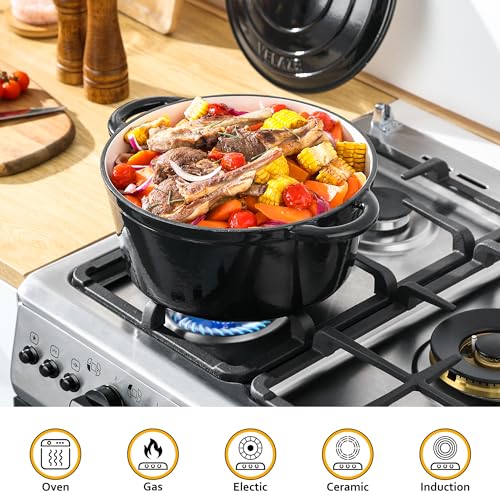 7.5 QT Enameled Cast Iron Dutch Oven Pot with Lid