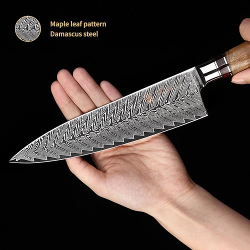 5 Piece Damascus Kitchen Knife Set with Magnetic Block (5 Count)