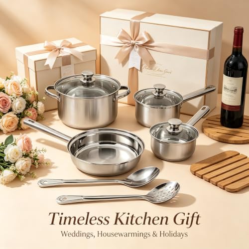 10 Piece Stainless Steel Cookware Set With Tri