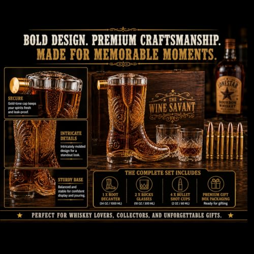 Western Cowboy Boot Whiskey Decanter 27oz