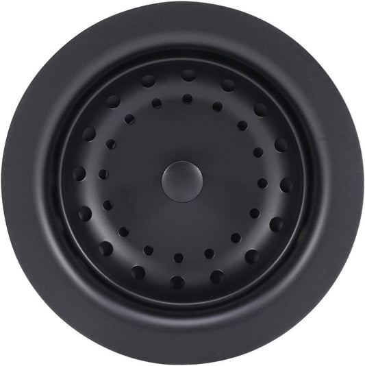 KONE 3-1/2 Inch Kitchen Sink Stainless Steel Basket Strainer Water Stopper with Drain Assembly, Black Finish Rustproof and Durable
