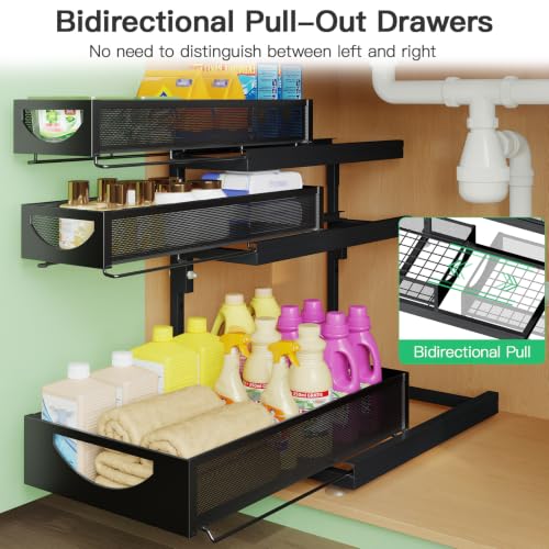 Under Sink Organizer (2Pack-3Tier / Black)