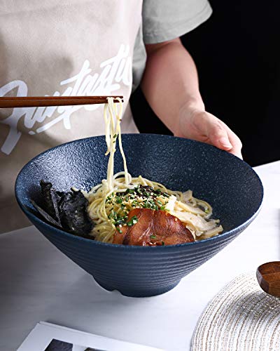Ceramic Japanese Ramen Bowl Set (9 Inch / Navy)