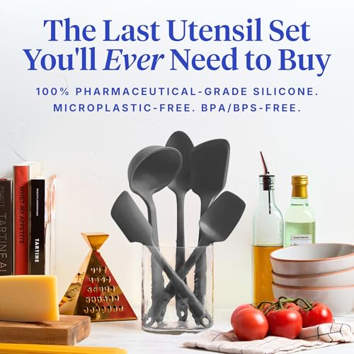 5 Piece Silicone Kitchen Utensils Set (Charcoal / 5 - Piece Set)