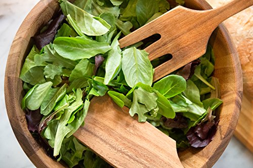 Acacia Wood Salad Utensil Set (10" Large Farmhouse Salad Utensil Set)