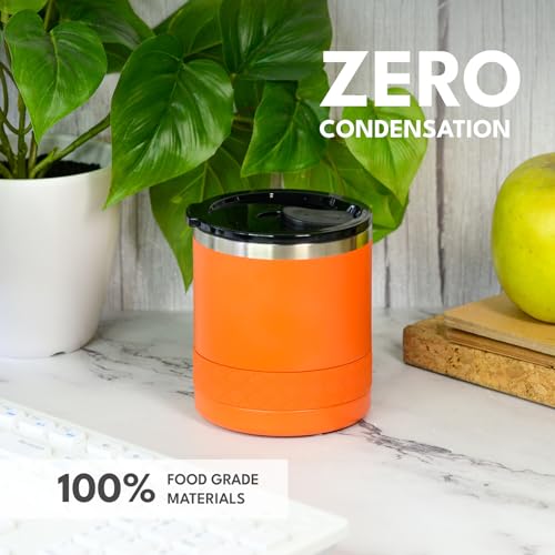 Recess Lowball 10oz Stainless Steel Tumbler Whiskey Glass w (10 Ounces / Orange)