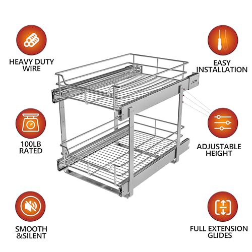 2 Tier Cabinet Pull Out Shelves (11 x 22 Inch)