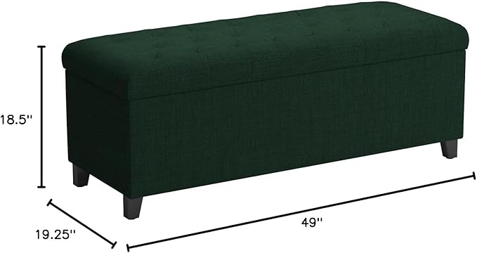 Madison Park Entryway Accent Bench for Living Room Flip Top Storage Chest, Shandra Tufted Top Upholstered Storage Bench End of Bed for Bedroom Furniture, Indoor Seating, 49"Wide, Blue