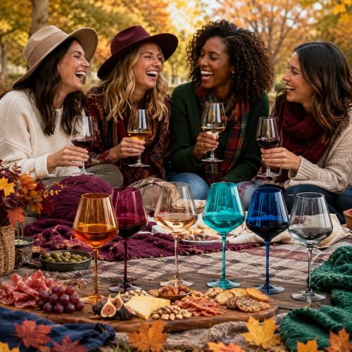 Jewel Colored Crystal Wine Glass Set of 6