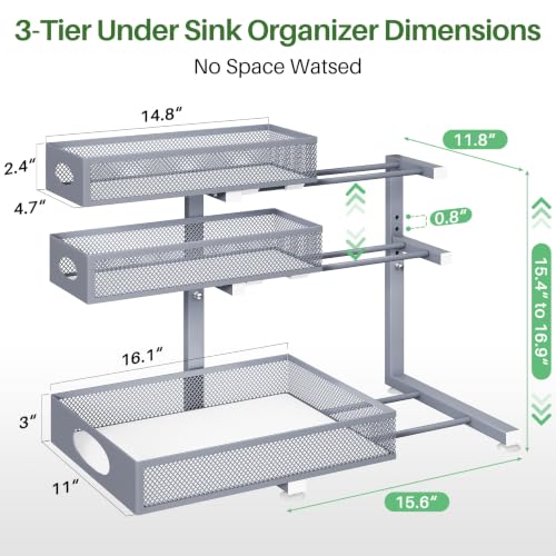 Under Sink Organizer 3 (1-Pack / Grey)