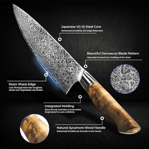 SENKEN 7 Piece Damascus Kitchen Knife Set (7 Count)